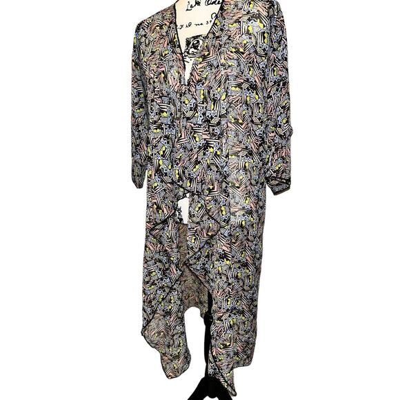 Lularoe Kimono Swim Cover Up Cardigan Sheer Pink Purple Black Shirley M - Picture 1 of 10